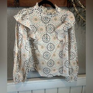 a.n.a. Floral Ruffle Women's Top